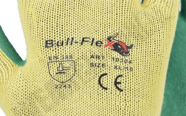 Werkhandschoenen latex Bull-Grip 10304 normering