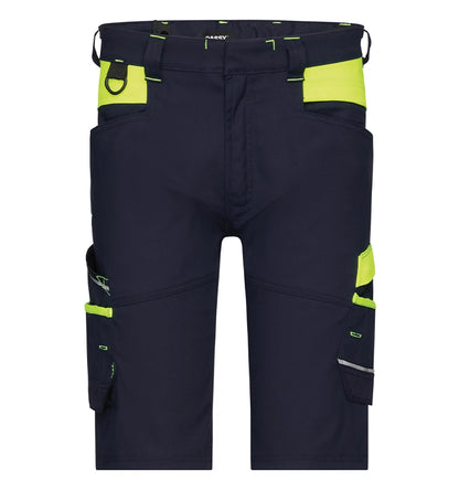 Dassy werkshort Manilla stretch navy geel voorkant