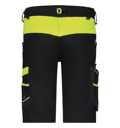Dassy werkshort Manilla stretch zwart geel achterkant