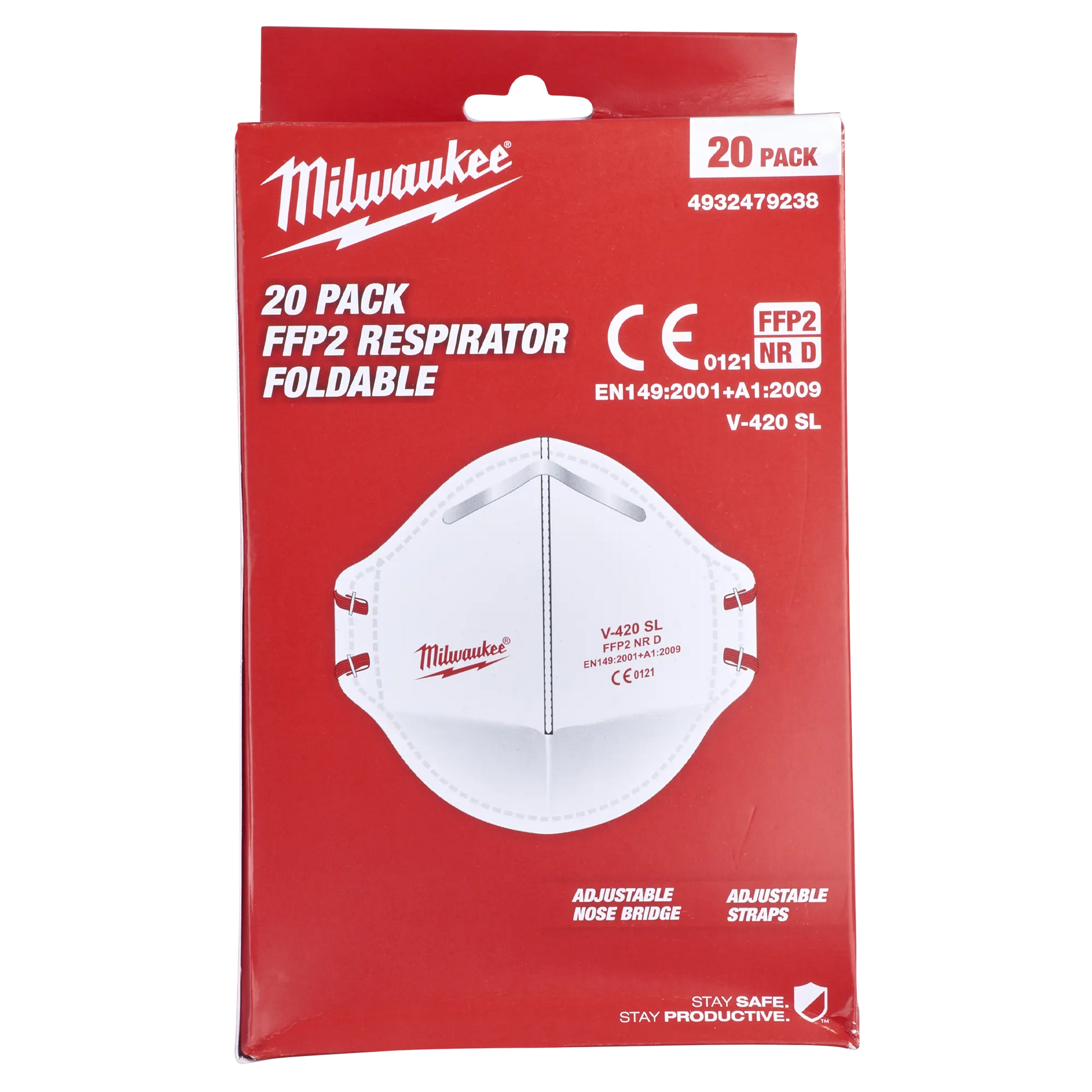 Milwaukee FFP2 opvouwbaar stofmasker 20 stuks verpakking