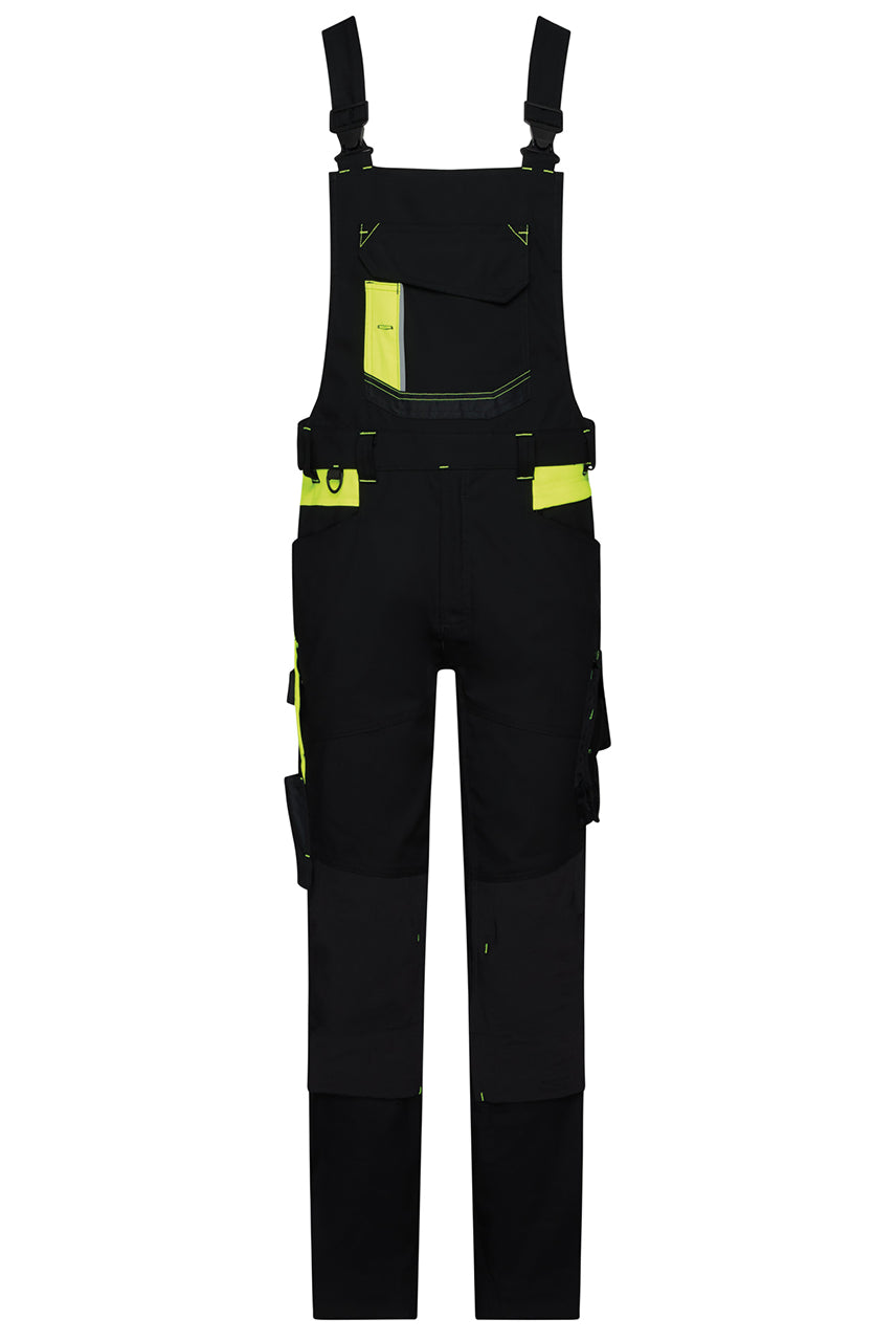 Dassy bretelbroek Ulsan stretch met kniezakken zwart voorkant