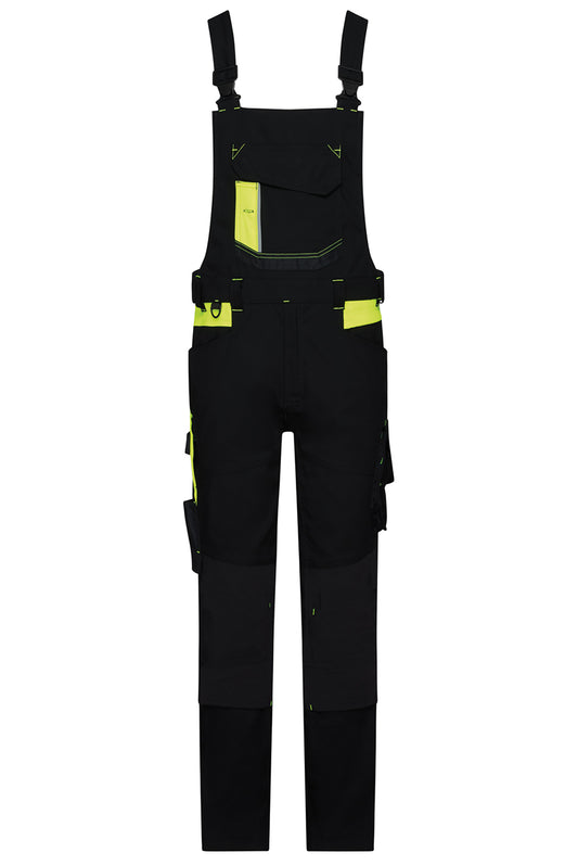 Dassy bretelbroek Ulsan stretch met kniezakken zwart voorkant