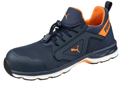 Puma werkschoenen Chase Blue/Orange Low 64378 S1PS ESD HRO SR schuin neus